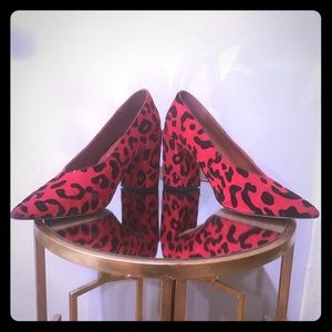 Red cheetah print heels.